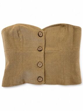 Zara Tan Strapless Button-Front Crop Top